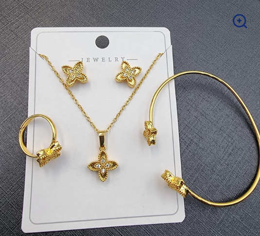 Gold Plated Four-Leaf Clover Jewelry Set